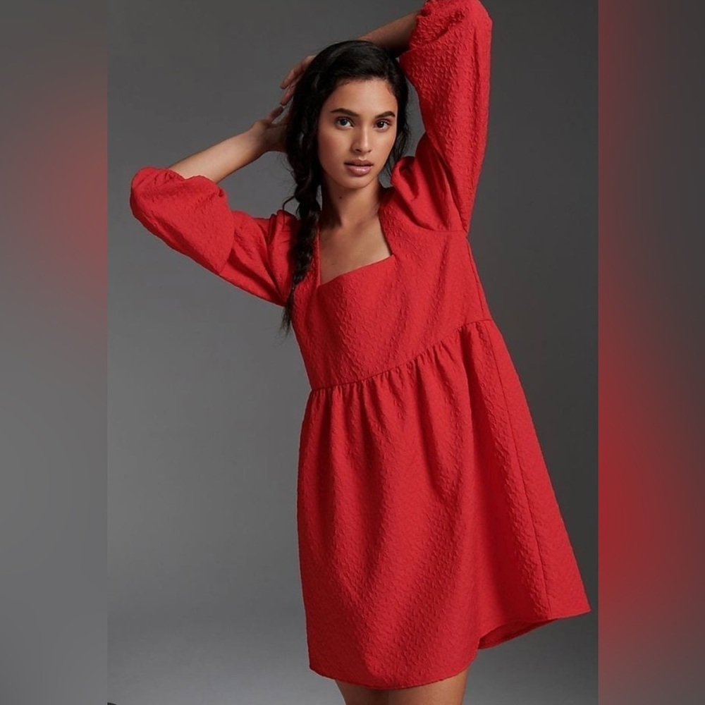 AMADI Esther Square Neckline Red Mini Dress size xs (from Anthropologie)